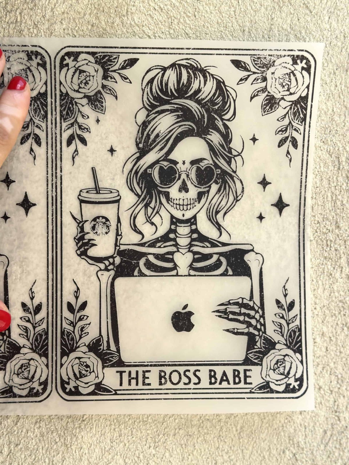 N76 NAŽEHLOVAČKA NA OBLEČENÍ / NAŽEHLOVACÍ OBRÁZKY: Kostra šéfka, Boss babe A5