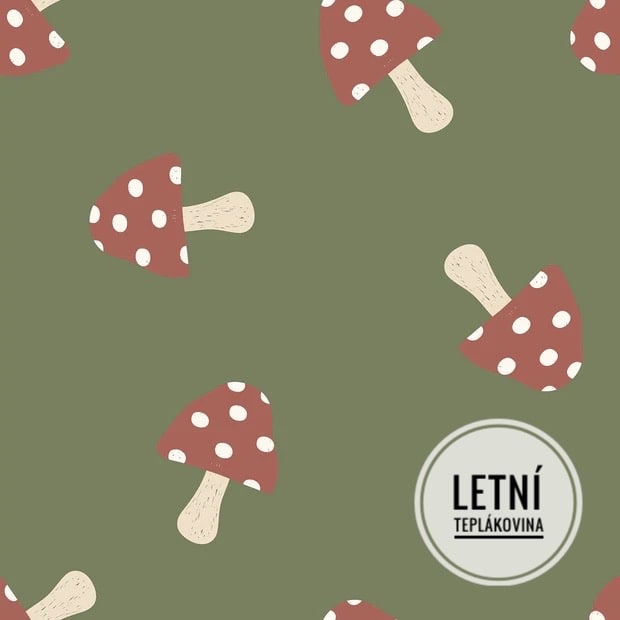LETNÍ TEPLÁKOVINA Crepe: Houby na zelené